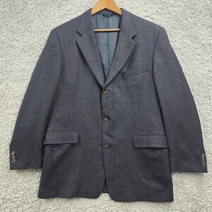 Hart Schaffner Marx Sport Coat Mens 42R Black Blue 3 Button Wool No Vent Office